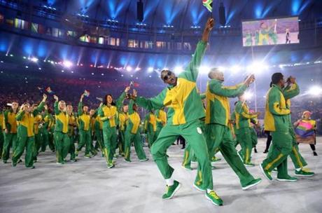 Members of the South Africa team take part in the Opening Ceremony of the Rio 2016 Olympic Games at Maracana Stadium on Aug. 5.
