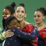 Aly Raisman (right) was second to Simone Biles (left) in the qualifying round. 