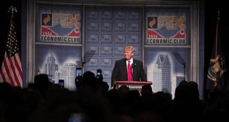 Donald Trump delivered an economic policy address in in Detroit Monday. 
