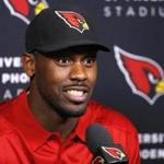 FILE - In this March 16, 2016, file photo, Arizona Cardinals linebacker Chandler Jones, who was acquired in a trade with the New England Patriots, speaks during a news conference in Tempe, Ariz. The Cardinalsâ?? biggest move in the offseason addressed the teamâ??s main need, improving the pass rush. (David Kadlubowski/The Arizona Republic via AP, File)