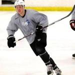 Foxborough, MA - 6/30/2016 - Former Harvard hockey star Jim Vesey practicing at Foxboro Sports Center rink. - (Barry Chin/Globe Staff), Section: Sports, Reporter: Kevin Dupont, Topic: xxVesey, LOID: 8.2.3427834500