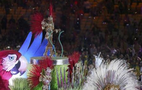 Performers took part Sunday in the closing ceremony of the Rio Games. 
