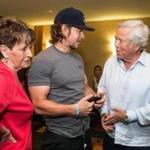 Mark Wahlberg with his mother, Alma, and team owner Robert Kraft before the screening of his new film, ?Deepwater Horizon,?  for the Patriots.