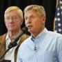 Gary Johnson (right) and Bill Weld (left), the former Mass. governor, will hold rallies in Vermont, New Hampshire, Maine, and Boston.