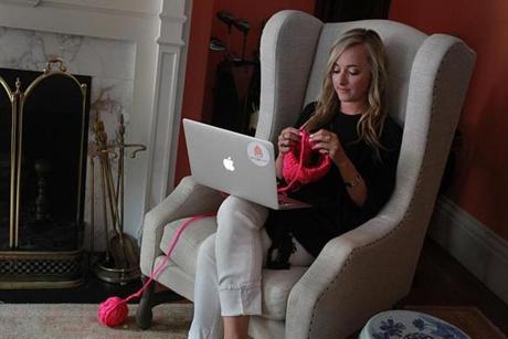 Christina Fagan, who founded a local knitting company, does some 