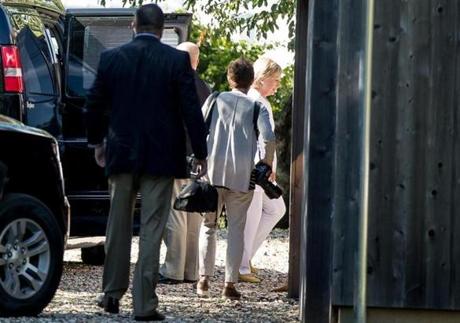Hillary Clinton arrived for a private fund-raiser Tuesday at a Sagaponack, N.Y., home.
