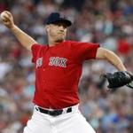 Aug 26, 2016; Boston, MA, USA; Boston Red Sox starting pitcher Steven Wright (35) throws a pitch against the Kansas City Royals in the first inning at Fenway Park. Mandatory Credit: David Butler II-USA TODAY Sports