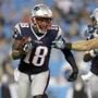 New England Patriots' Matthew Slater (18) looks for some running room against the Carolina Panthers during the second half of an NFL preseason football game in Charlotte, N.C., Friday August 26, 2016. New England won 19-17. (AP Photo/Bob Leverone)