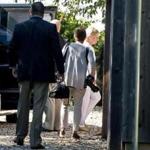 Hillary Clinton arrived for a private fund-raiser Tuesday at a Sagaponack, N.Y., home.