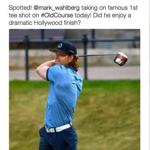 Mark Wahlberg golfing at the Old Course at St Andrews.