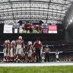 Arizona Cardinals players line up in NRG stadium during the second half of an NFL preseason football game against the Houston Texans, Sunday, Aug. 28, 2016, in Houston. (AP Photo/Jeff Roberson)