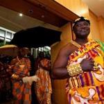 Southbridge, MA - 9/06/2016 - Harry Danso, wearing his royal garb while attending the 7th annual convention of the Council of Brong-Ahafo Associations of North America (COBAANA) held at the Southbridge Hotel and Conference Center. COBAANA consists of the ten Brong-Ahafo Associations located in several cities throughout the USA and Canada and helps fundraise to aid the Brong Ahafo Region of Ghana. The theme of the convention was ÒChanging Lives through Education.Ó - (Barry Chin/Globe Staff), Section: Metro, Reporter: Maria Sacchetti, Topic: 23king, LOID: 8.2.4191963560. 