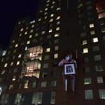 A large projection of Carla Sheffield appeared on a building across from Boston police headquarters this week. 