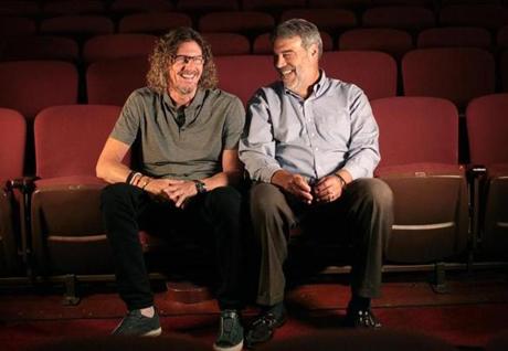 (EMBARGOED UNTIL SEPT 15, 2016) DO NOT PUBLLISH UNTIL AFTER EMBARGO! Boston, MA., 09/09/16, The new sponsor of the Citi Performing Arts Center is Ernie Boch Jr., left. Photographed in the theater with Josiah Spaulding, Jr. , president and chief operating officer at Citi Performing Arts Center in Boston. CitiGroup is ending its decade-long sponsorship of the Wang and Shubert Theatres on Oct. 31. Suzanne Kreiter\Globe staff 
