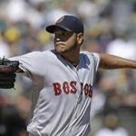 Boston Red Sox pitcher Eduardo Rodriguez works against the Oakland Athletics in the first inning of a baseball game, Sunday, Sept. 4, 2016, in Oakland, Calif. (AP Photo/Ben Margot)