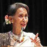 Aung San Suu Kyi spoke at Harvard on Saturday. 