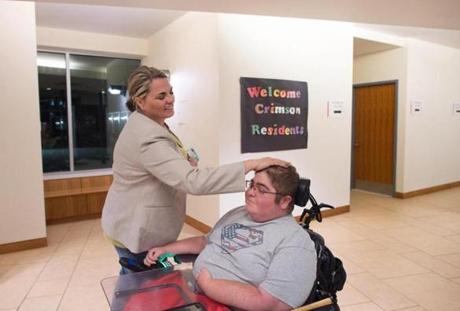 Christine McSherry greeted her 20-year-old son, Jett, at his Bridgewater State University dorm. 
