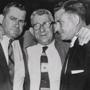 Defendants William Hoggle (left) and Namon ?Duck? Hoggle (right) with their father after their acquittal. 