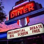 A marquee advertised the opportunity to watch Monday?s US presidential debate at the American City Diner in Washington. 