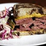 Pastrami sandwich, coming soon to Our Fathers deli in Allston.