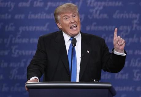 Republican presidential nominee Donald Trump spoke during the presidential debate Monday. 
