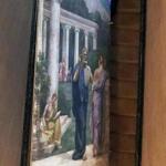 A team of six was needed to return the Pierre Puvis de Chavannes mural to its place on the the grand staircase of the Copley Square library.
