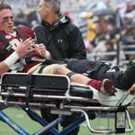 BC wide receiver Chris Garrison was taken off the field in the first quarter after suffering a fractured tibia.
