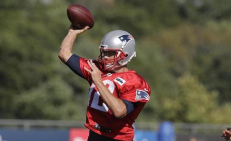 New England Patriots quarterback Tom Brady during a training camp practice in August. 
