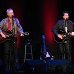 Billy Bragg (left) and Joe Henry performed at the Wilbur Theatre. 