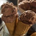 Homemade Dark Chocolate Ice Cream in a Cone