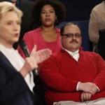 Kenneth Bone listened as Democratic presidential nominee Hillary Clinton answered a question during the second presidential debate with Republican presidential nominee Donald Trump at Washington University in St. Louis, on Sunday. 