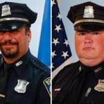 Officer Richard Cintolo (left) and Officer Matthew Morris were wounded during a shootout in East Boston Wednesday. 