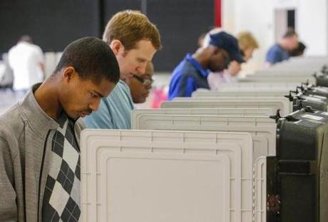 Residents voted on Monday at a recreation center in Tucker, Ga. It was the first day of early voting in the state.
