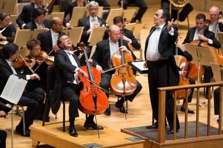 Charles Dutoit leading the BSO and Yo-Yo Ma in Elgar?s Cello Concerto.
