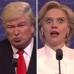 Alec Baldwin as Donald Trump and Kate McKinnon as Hillary Clinton on ?Saturday Night Live.?