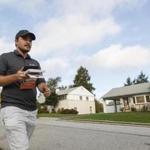 Jeremy Baker, of Americans for Prosperity, canvassed a neighborhood in King of Prussia, Pa. 