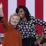 Michelle Obama listened as Hillary Clinton spoke during a rally in Winston-Salem, N.C., on Thursday.
