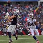 Patriots wide receiver Chris Hogan (15) beat Bills cornerback Stephon Gilmore for a nifty 53-yard touchdown in the first quarter. 