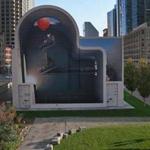 The mural ?Spaces of Hope? by Mehdi Ghadyanloo now greets visitors to the Rose Fitzgerald Kennedy Greenway in Dewey Square.