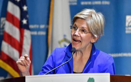 Elizabeth Warren delivered some reactions to the election of Donald Trump as she speaks at the New England Women's Policy Conference at UMass Boston. Josh Reynolds for The Boston Globe (Metro, Ebbert) 
