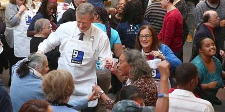 When the dancing began, Governor Charlie Baker was in the thick of it.
