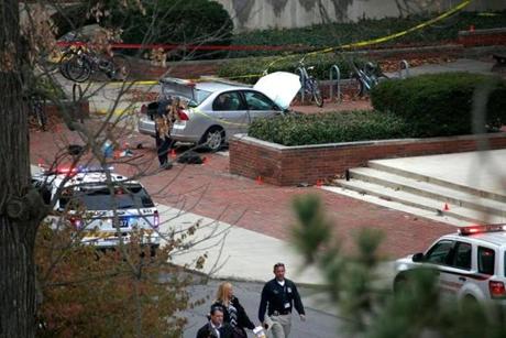 Police at Ohio State investigated the scene of the attack Monday. 
