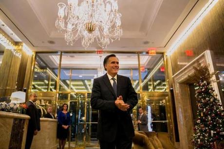 Mitt Romney spoke to reporters after returning from a dinner with President-elect Donald Trump on Nov. 29.
