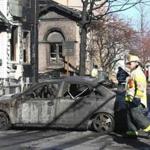 One of the charred cars after the fire on Berkshire Street in Cambridge. 