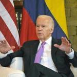 US Vice-President Joe Biden gestures during a meeting with Colombian President Juan Manuel Santos (out of frame) at the Casa de Huespedes Ilustres in Cartagena, Colombia, on December 1, 2016. Biden begins a two-day visit to Colombia where he will attend the US-Colombia Business Advisory Council Meeting opening session. / AFP PHOTO / GUILLERMO LEGARIAGUILLERMO LEGARIA/AFP/Getty Images