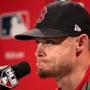 Boston, MA - 10/08/2016 - Boston Red Sox starting pitcher Clay Buchholz (11) during his media availability session as the team prepares for Sunday's ALDS Game 3. - (Barry Chin/Globe Staff), Section: Sports, Reporter: Peter Abraham, Topic: 09Red Sox, LOID: 8.3.271180691.