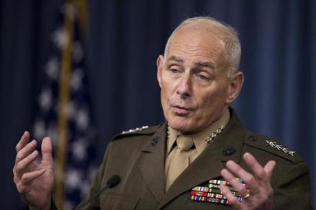 In this photo taken Jan. 8, 2016, Gen. John Kelly speaks to reporters during a briefing at the Pentagon. President-elect Donald Trump is tapping another four-star military officer for his administration. He has picked Kelly to lead the Homeland Security Department, according to people close to the transition. (AP Photo/Manuel Balce Ceneta)
