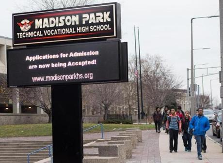 Madison Park Technical Vocational High School in Roxbury. 

