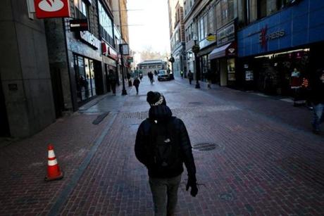 Dugan Arnett wandered down Winter Street while looking for marijuana in Boston. 
