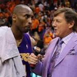 Craig Sager had the respect and admiration of the NBA?s biggest stars, including Lakers legend Kobe Bryant, shown here speaking to the Turner Sports reporter during a game last season.